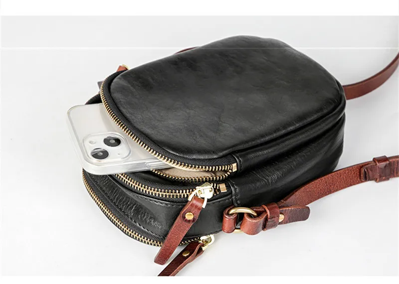 PNDME Einfache, lässige, hochwertige, natürliche Echtleder-Handytasche für Herren, leichte, beliebte Schulter-Umhängetasche – Detail 12