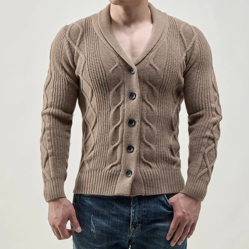 

New Autumn and Winter Fashion Men's Cardigan Single Breasted Lapels Casual Knitted Sweater Coat for Men