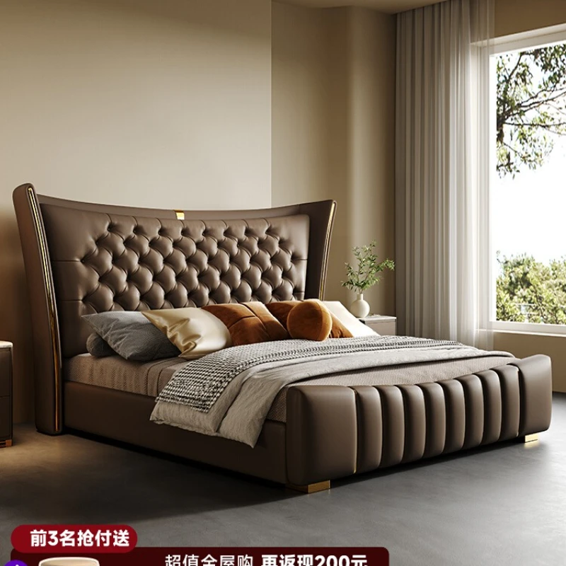150X200cm Cama Bed Luxury Wood Bedroom Furniture Leather Soft Package Wedding Double Bed Modern King Size Queen Full Twin