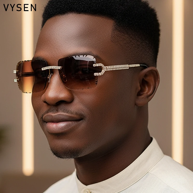 بدون شفة الشرير مربع النظارات الشمسية الرجال 2025 العلامة التجارية الفاخرة خمر قطع حافة فرملس نظارات شمسية حجر الراين في الهواء الطلق نظارات ظلال #5