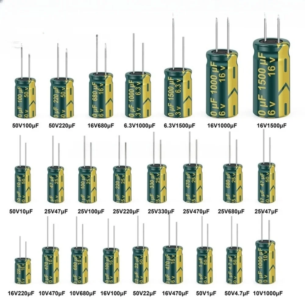 460pcs Electrolytic Capacitor Assortment Kit 24 Capacitance Values 6.3V-50V 1uF to 1500uF for DIY Electronics Repair