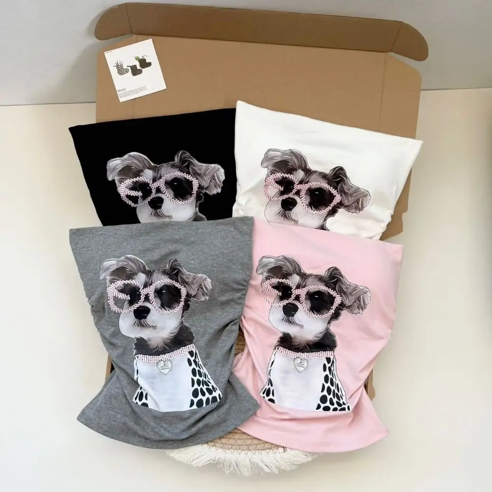 مطبوعة جرو الكرتون الكلب نحيل سترة قمم الدبابات قمم الجمال الظهر سترة دون أكمام مع منصات سليم صالح الشارع الشهير