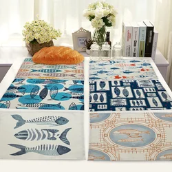 Fish Marine Life Shell Pattern Kitchen Placemat Linen Dining Table Mats Coaster Pad Bowl Cup Mat Fish Home Decor Table Napkins