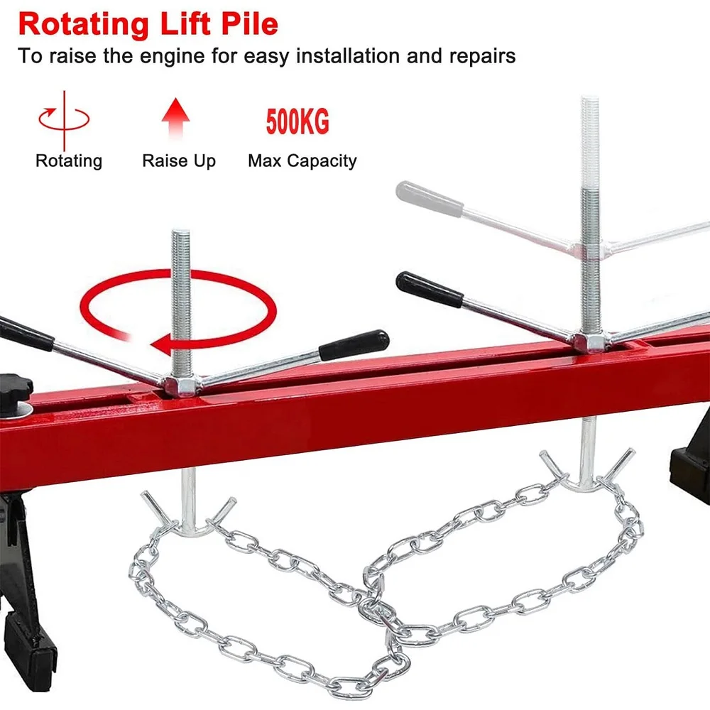 Engine Support 500kg 1102lbs Engine Support Heavy Duty Beam Engine or Gearbox Support with 2 Thicken Chains for Most Vehicles