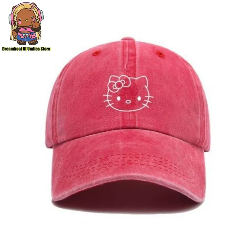 Hello Kitty Women Men Hat Old Hat Sun Cap Baseball Cap Sun Protection Cool Personality Outdoor Brooklyn Alphabet Baseball Cap