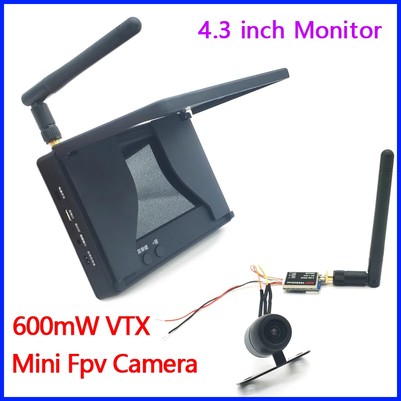 เครื่องส่งสัญญาณโปร40CH 5.8ก. + กล้องผีเสื้อ FPV พร้อมหน้าจอ LCD 4.3แบตเตอรี่ในตัวสำหรับโดรน RC มัลติโรเตอร์