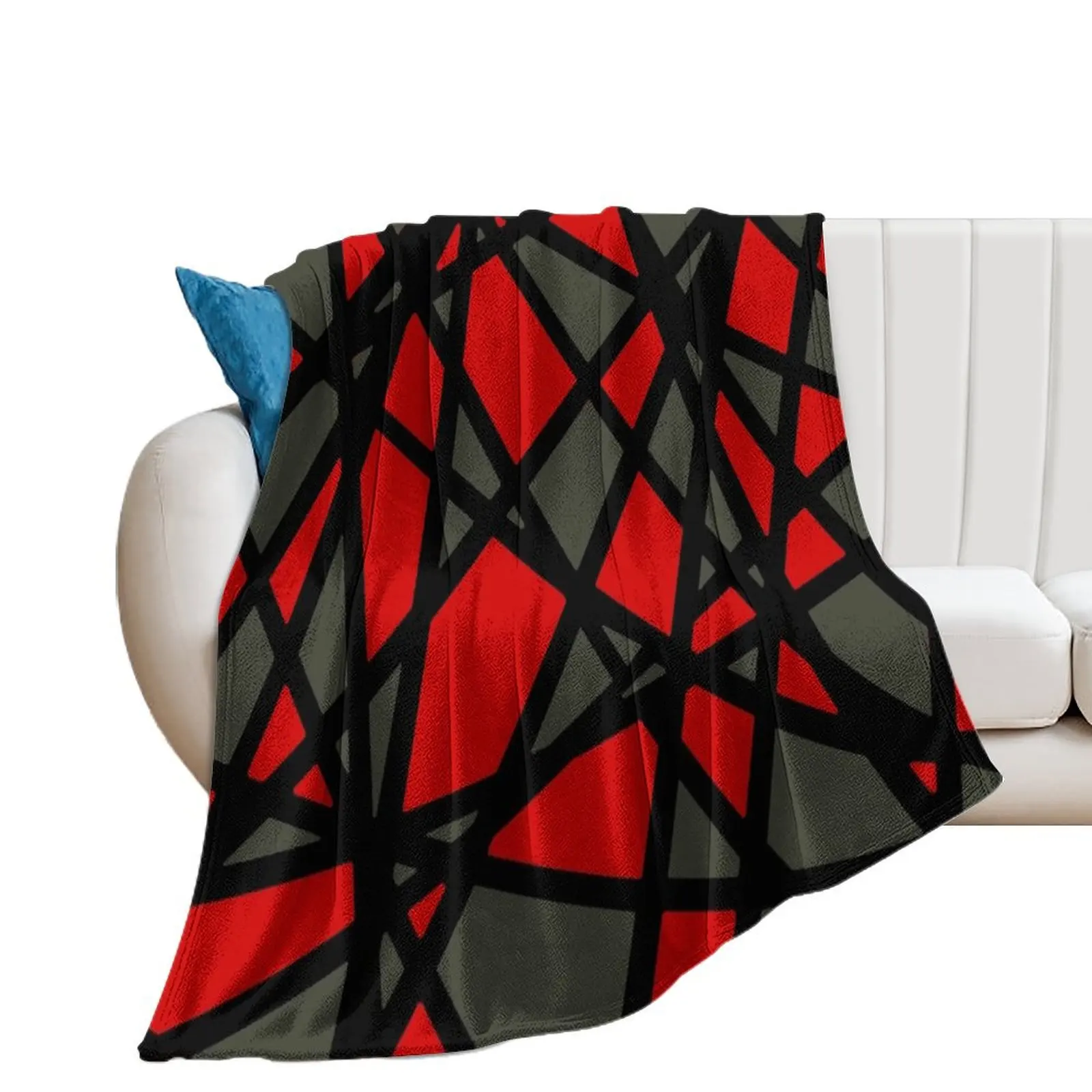 Black Lines Create Irregular Shapes Red Accent Abstract Throw Blanket Luxury Designers Plaid heavy to sleep Blankets