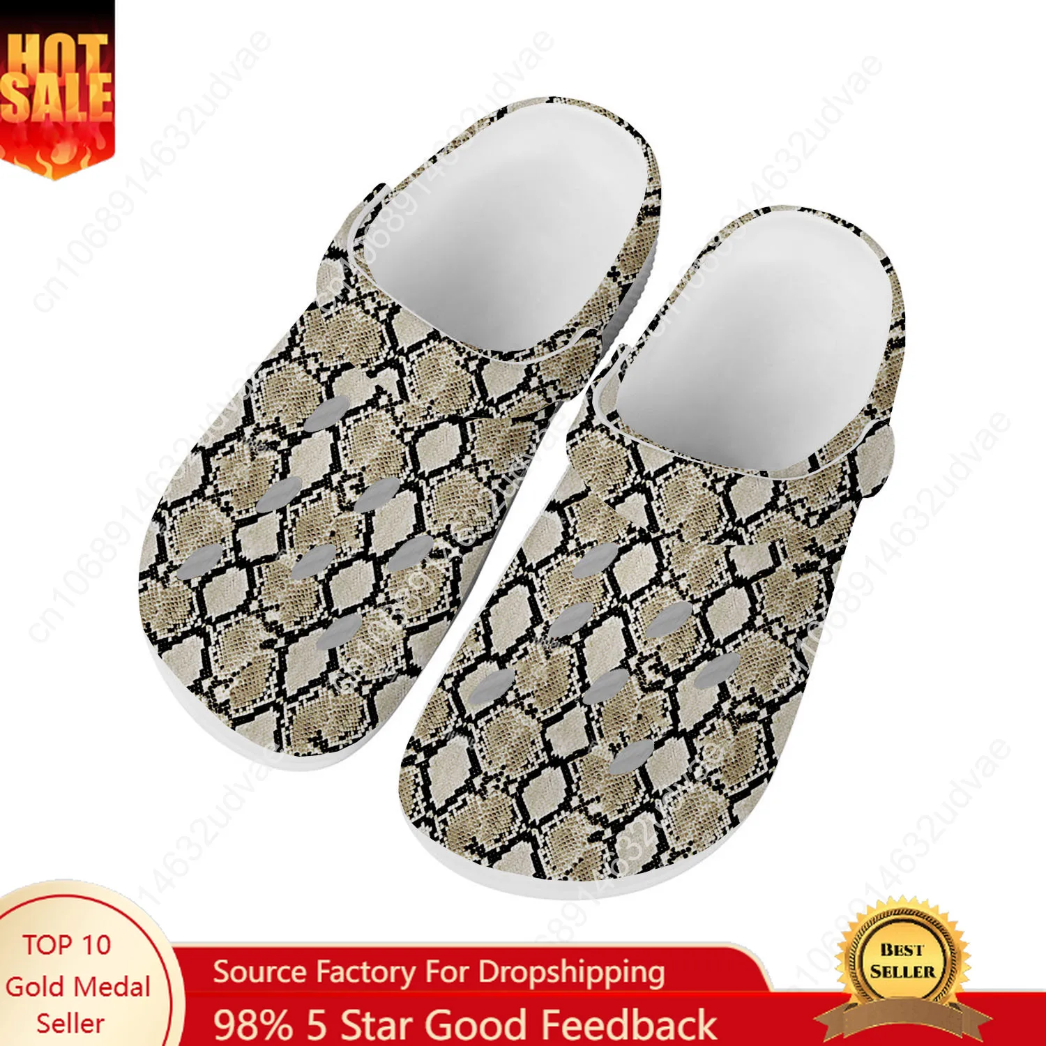 Snake Pattern Water Shoes Mens Womens High Quality Fashion Home Garden Clogs Custom Sandals Beach Breathable Hole Slippers