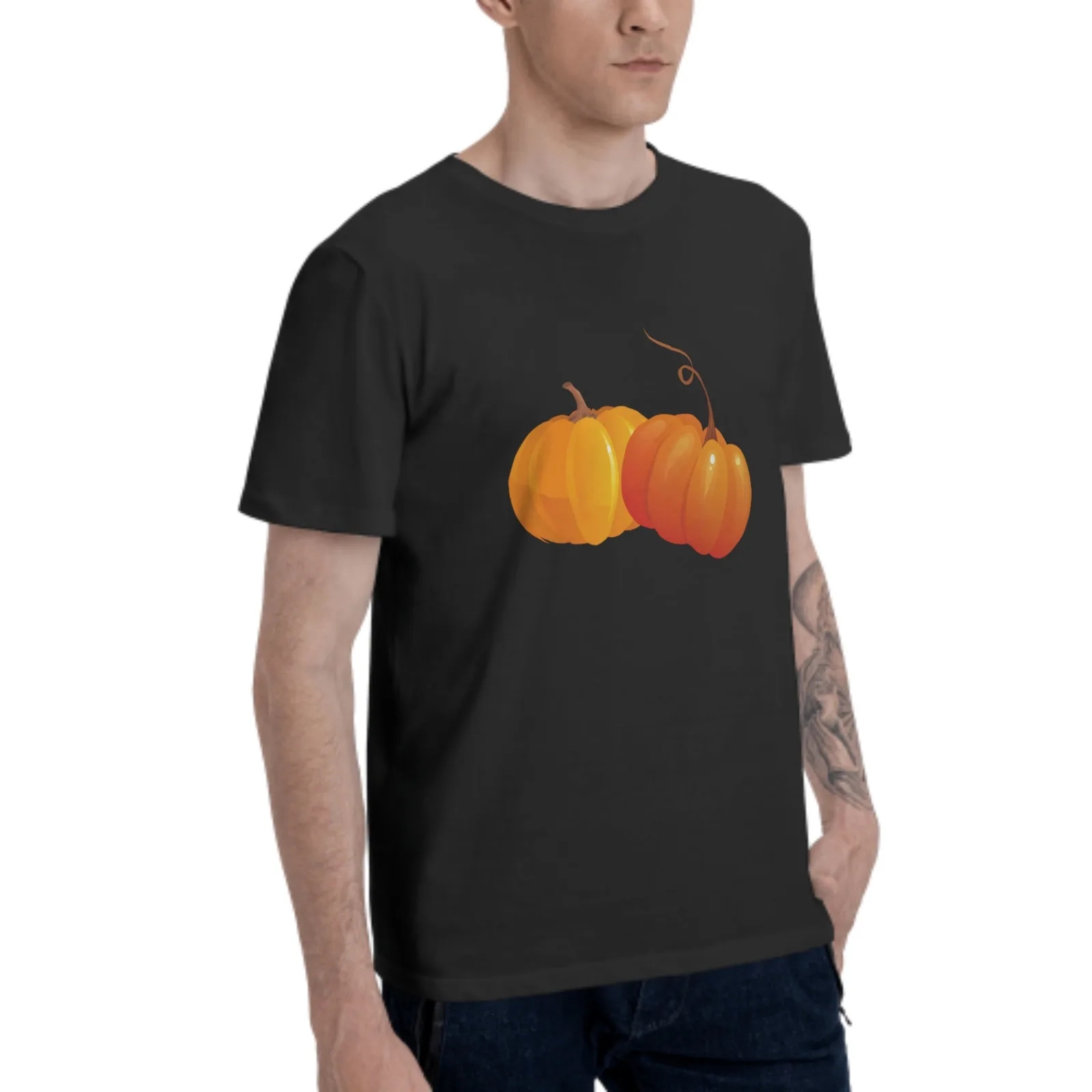 Pumpkin Lantern Men's Short-Sleeved 100% Cotton Unisex Fashion Casual Summer Tops Round Collar T-Shirts Black White Tees