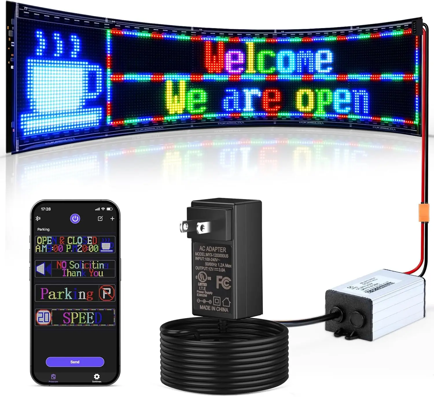 Programmable LED Sign, 24V/2A Ultra Bright Full Color Bluetooth APP Control