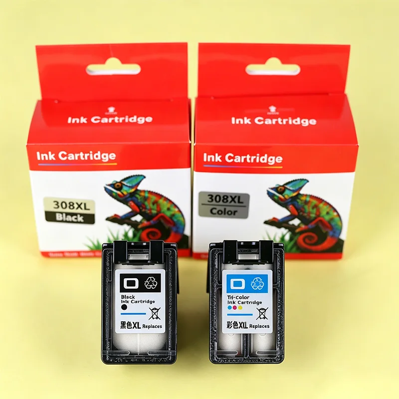 Remanufactured Refillable 308XL Ink Cartridge Compatible for HP Envy 6110e 6120e 6500 DeskJet 2900 4300 Series Printers High Yie