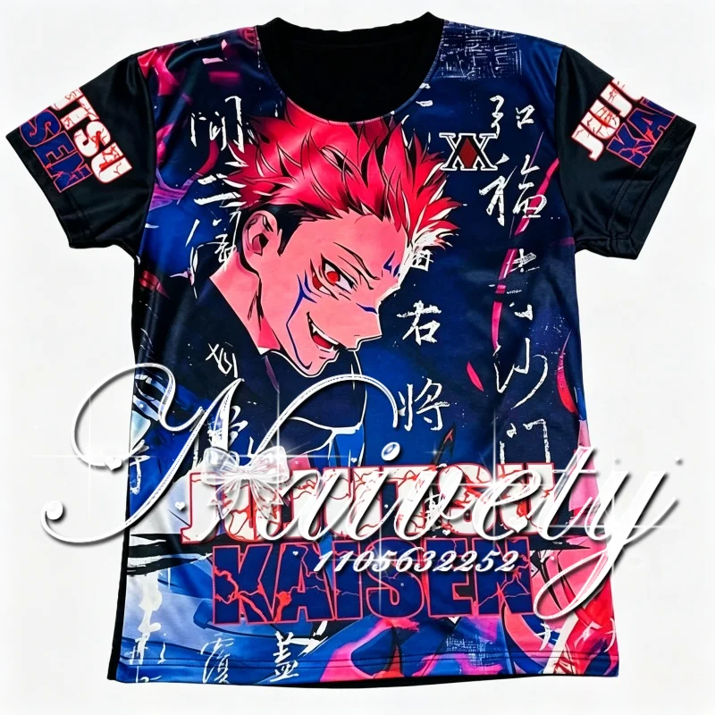 Summer New Jujutsu Kaisen Ryomen Sukuna 3DJapanese Calligraphy Print Quick Dry Breathable Sports T-shirt Unisex Short Sleeve Top