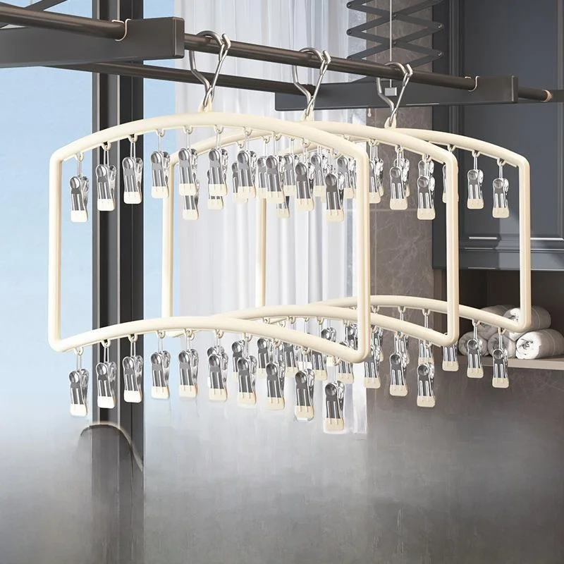 

Многофункциональная ветрозащитная вешалка для одежды и брюк Quali с зажимами без следов для балкона, с несколькими клипсами