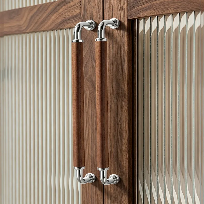 Vintage Walnut Wood, Song's Aesthetic Cabinet Door Handle New Chinese Style Nordic Furniture Cabinet Drawer Wardrobe Door Handle