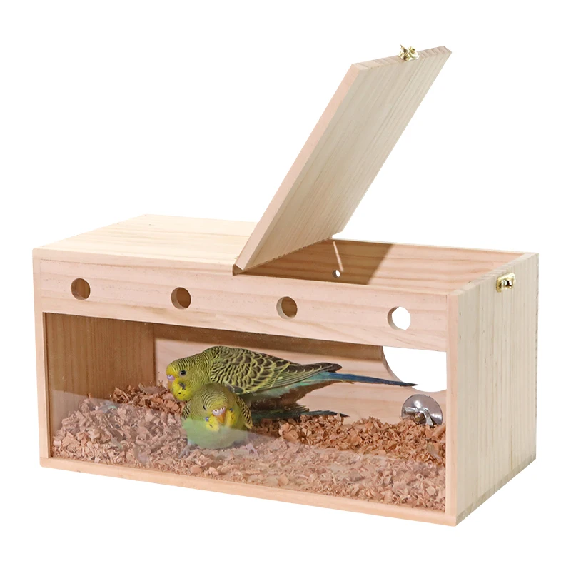 

Parrot breeding box bird nest horizontal plug-in warm birdcage transparent solid wood accessories