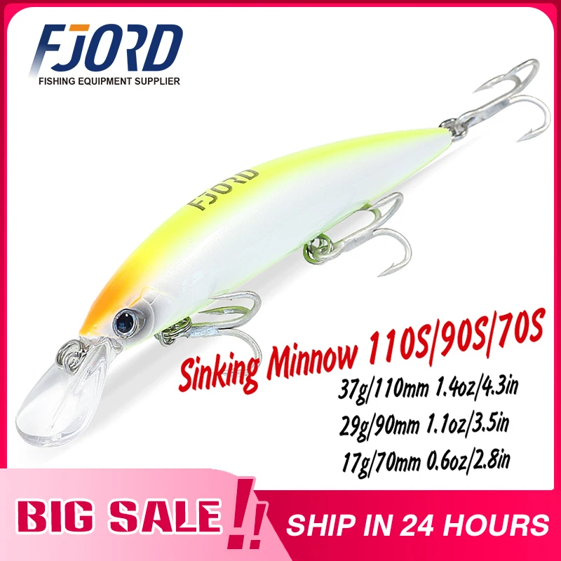 

FJORD 110S 37g 90S 29g 70S 17g Heavy Sinking Minnow Fishing Lures Saltwater Freshwater Long Casting Sea Artificial Bait Jerkbait