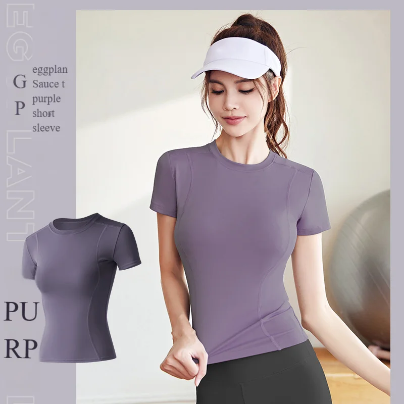 

Yoga Shirt Sports Tops Summer Running Quick Dry T-Shirt Women Tight Yoga Clothing Tops Gym Fitness Workout T-shirt