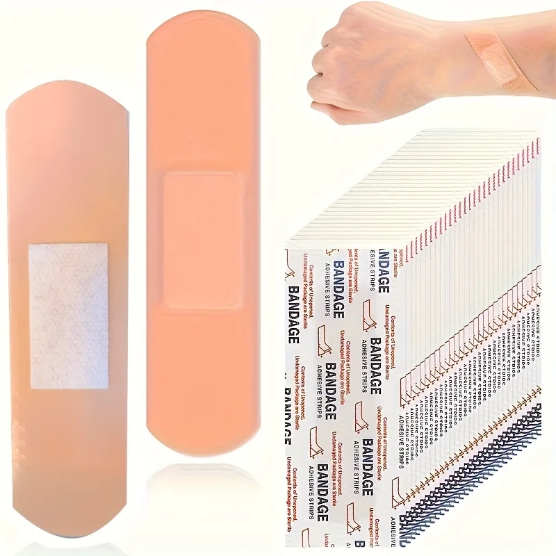 10/50/100/150/200pcs PE Adhesive Bandages 7.2x1.9cm Waterproof Breathable Portable First Aid Disposable Strips for Daily Use
