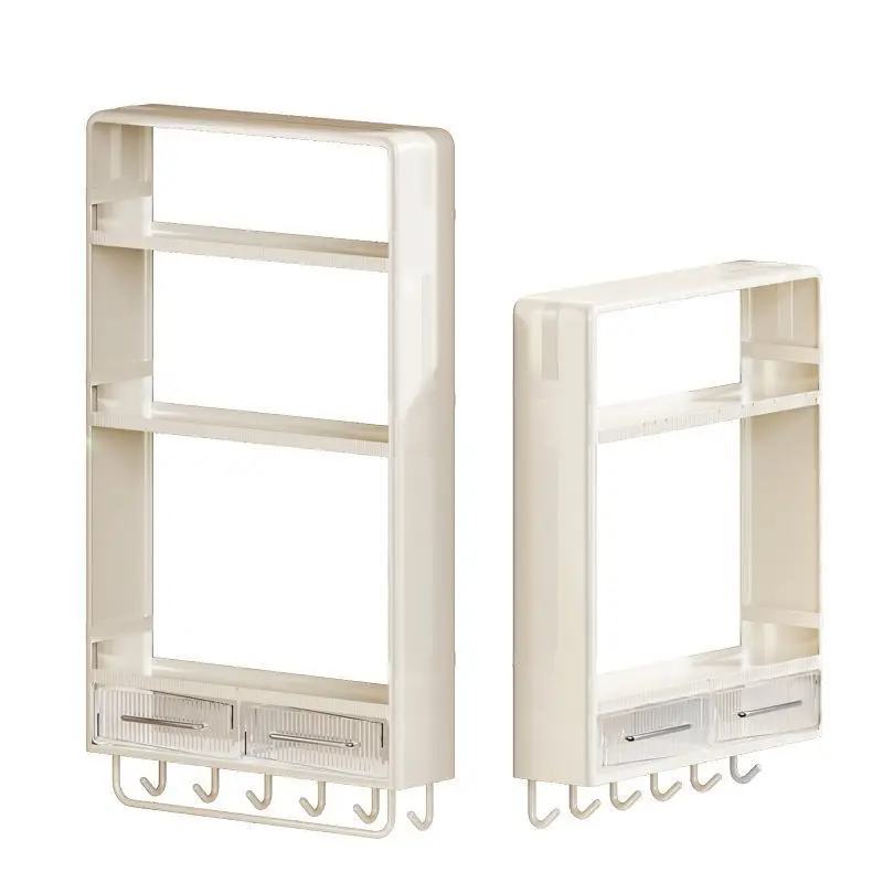 Multifunctional wall-mounted storage rack, bathroom toiletries storage, kitchen spice bottle rack