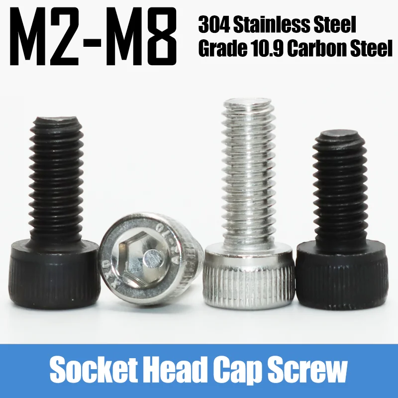 

Hex Socket Head Cap Screw M2 M3 M4 M5 M6 304 Stainless Steel Black 12.9 Carbon Steel Hexagon Bolts Allen Screws for Computer Car