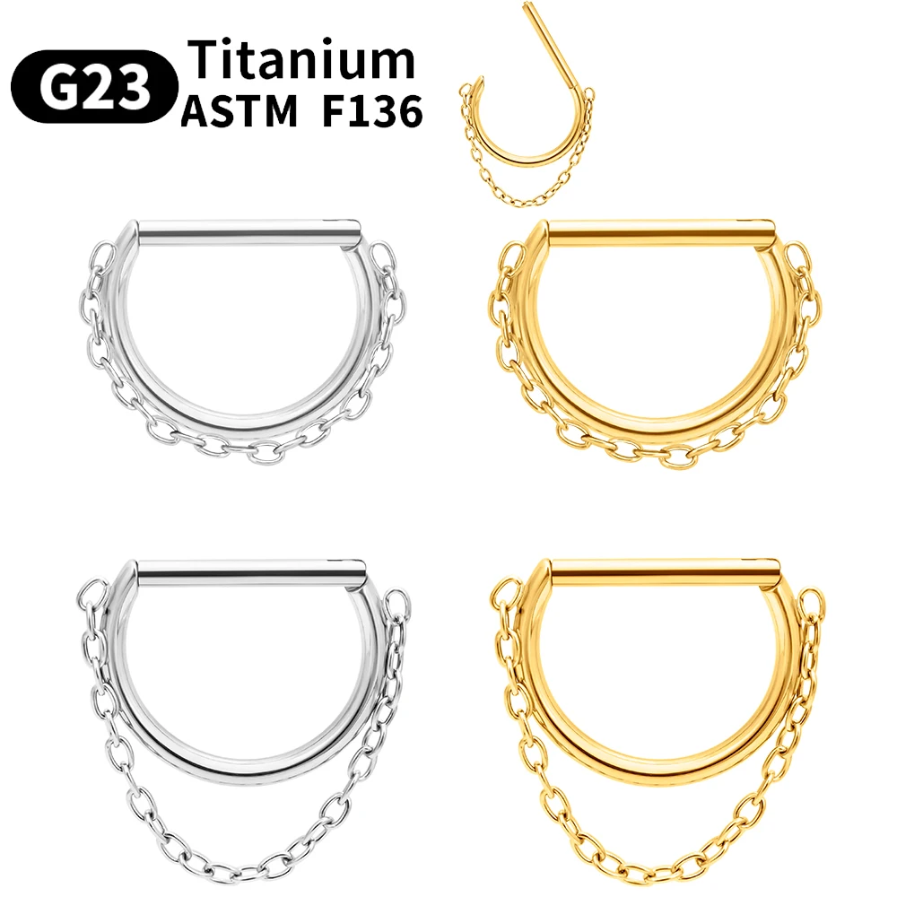 G23 Titanium Piercing Chain Nose Ring wholesale Body Jewelry Hinged Segment Hoop Earring Dangling Nose Septum