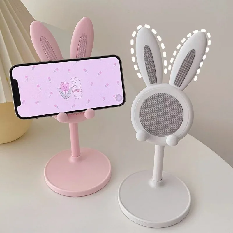 Cute Rabbit Design Adjustable Lift-Up Phone Stand - Secure Grip & Viewing Holder for Desk, Office, and Home Use