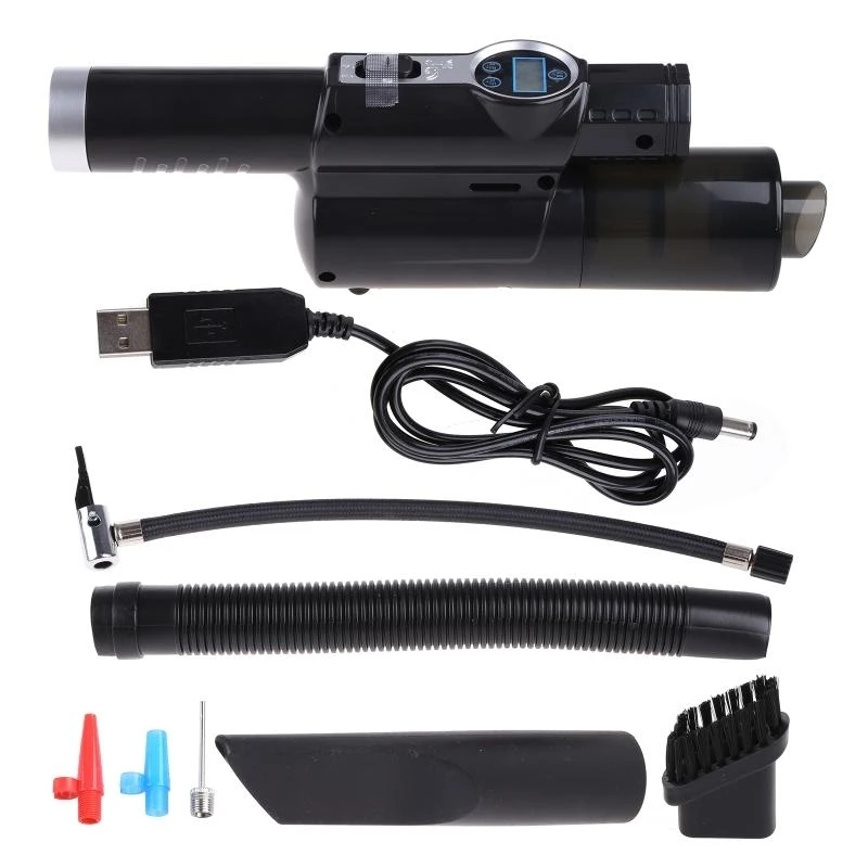 

120W 4-in-1 Vacuum Cleaner Tire Inflator Portable Digital Tyre Pressure Gauge LCD Display LED Light Air Compressor