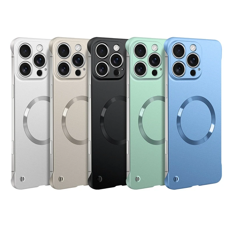 Ultra Thin Metallic Paint Magnetic For Magsafe Case For iPhone 17 Air 16 15 14 13 12 Pro Max Plus Frameless Cooling Hard Cover - náhled 2