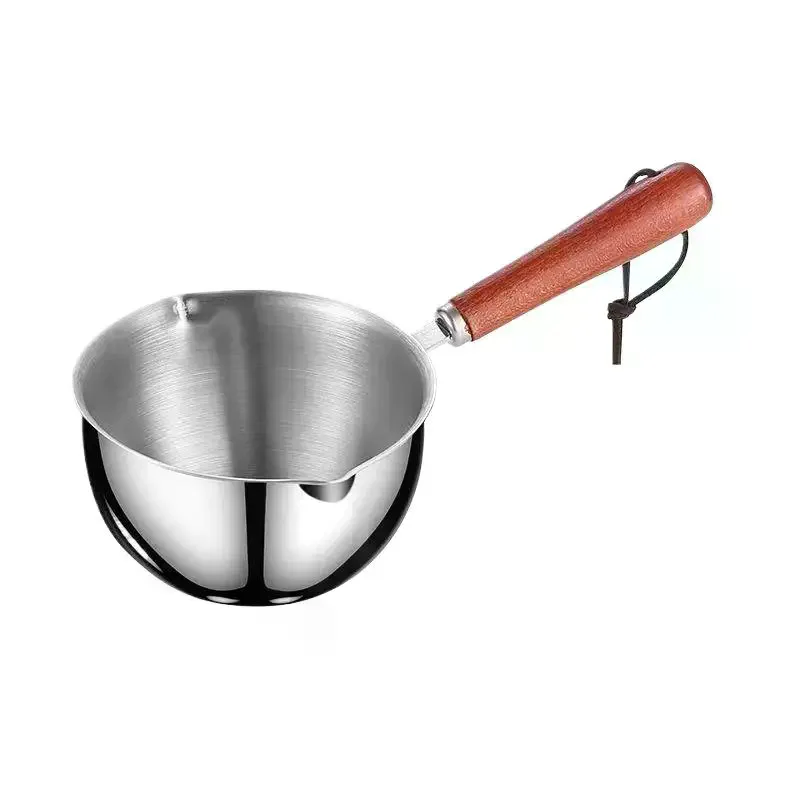 300ML Stainless Steel Pot With Wooden Handle Spoon Dishwasher Safe For Cooking Candle Wax Melting DIY Crafts