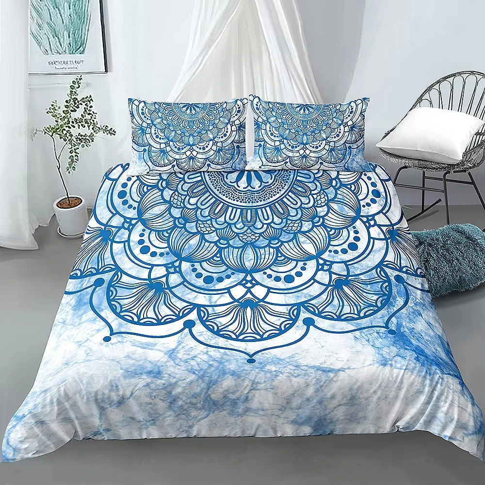 Floral Mandala Duvet Cover Full King Size Bohemian Exotic Flower Comforter Cover Boho Hippie Mandala Bedding Set for Boys Teens