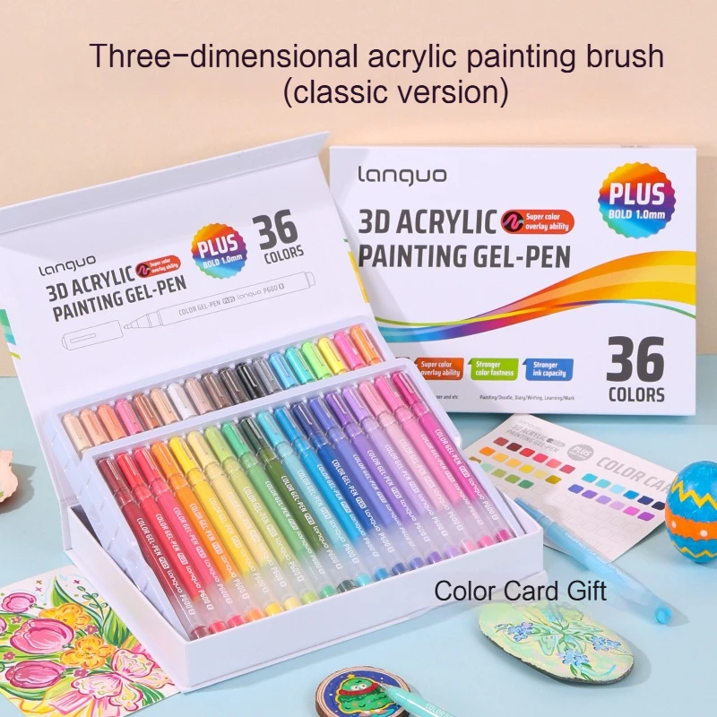 Languo Driedimensionaal Effect Acryl Schilderen Gel Pennen Set 1.0mm Tip Kawaii Briefpapier Student Kleur Tekening Pen Art levert
