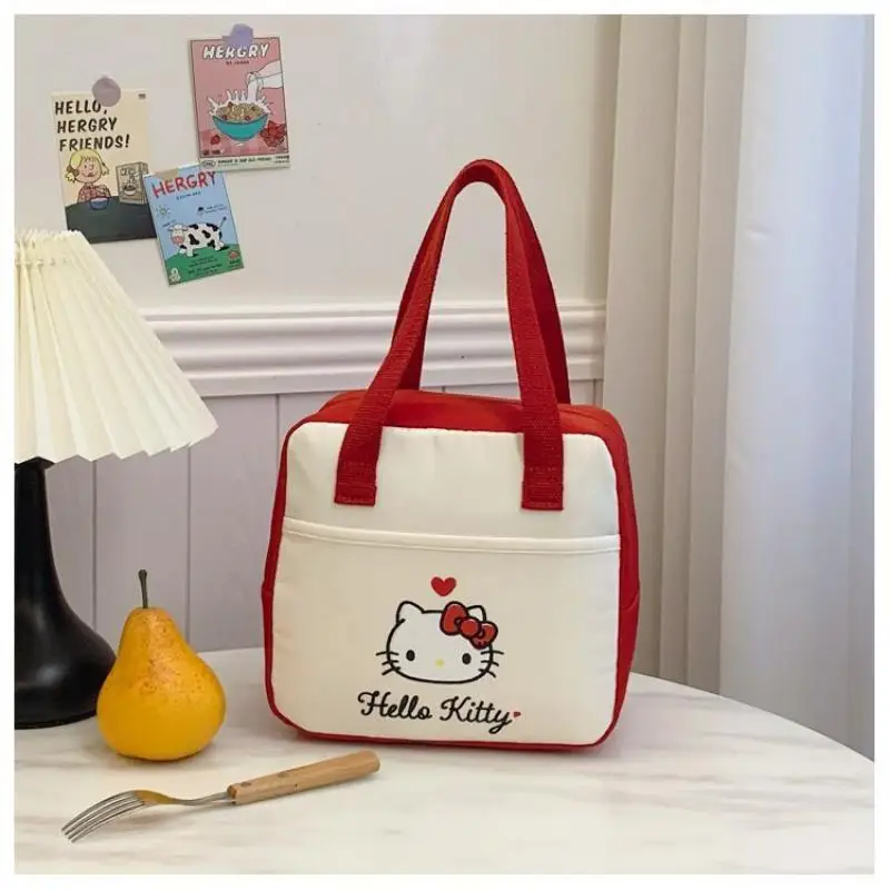 

Sanrio студенческая сумка-бокс для обеда Hello Kitty Kuromi офисный работник мультфильм водонепроницаемая портативная термосумка Bento для пикника и вечеринки Kawaii