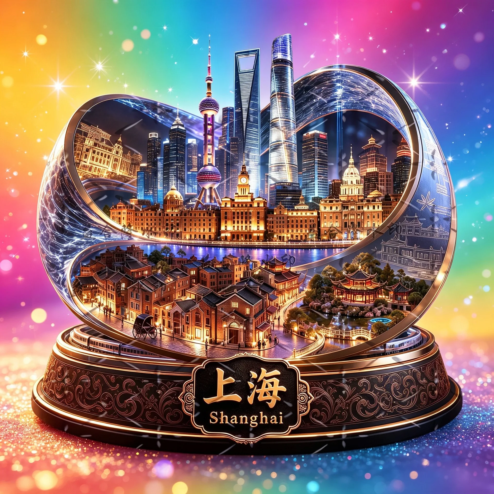 Embossed Metal Fridge Magnet Shanghai China, Oriental Pearl Tower The Bund Panorama, Travel Souvenir Home Decor Gift