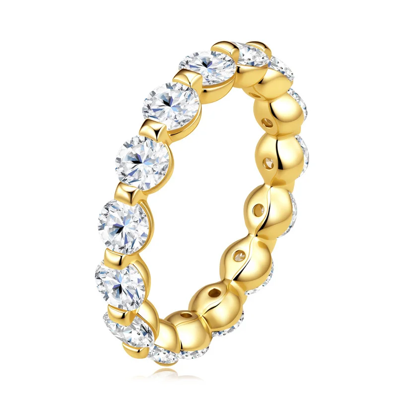 ZFSILVER s925 Sterling Silver Full Moissanite Half Ball Ring Charms Women Fashion Classic High-Quality Jewelry Party Gift R17770