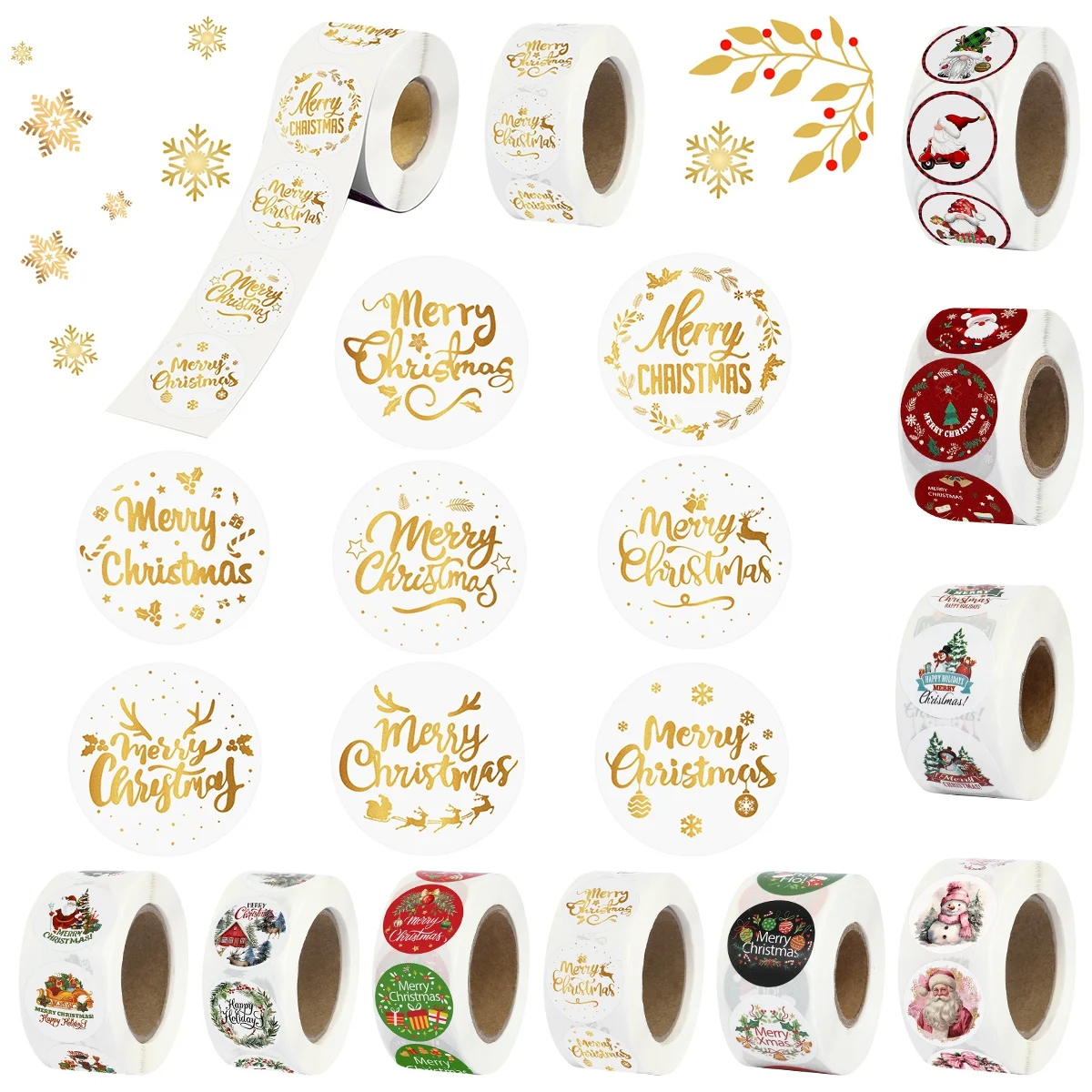 500pcs Christmas Stickers Holiday Labels Family Merry Christmas Stickers Xmas Decorative Envelope Seals Stickers for Gifts Cards