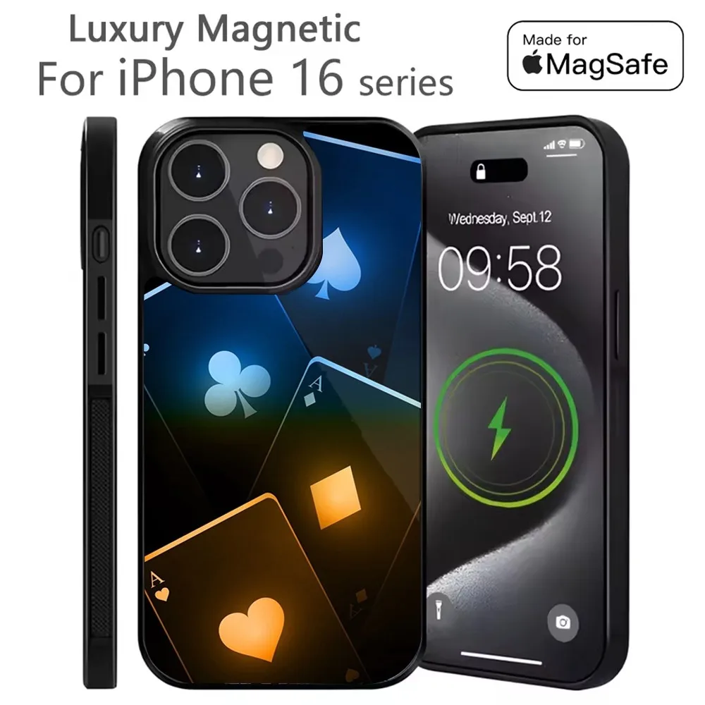 

Poker Playing Card Phone Case For iPhone 16,15,14,13,12,11,Plus,Pro,Max Mini Magsafe Magnetic Wireless Charging