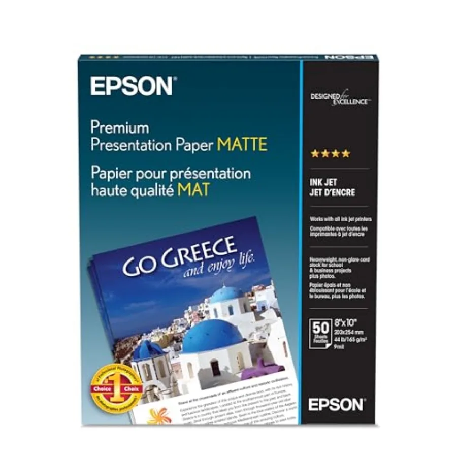 Premium Presentation Paper MATTE 8x10 Inches, 50 Sheets (S041467), Bright White