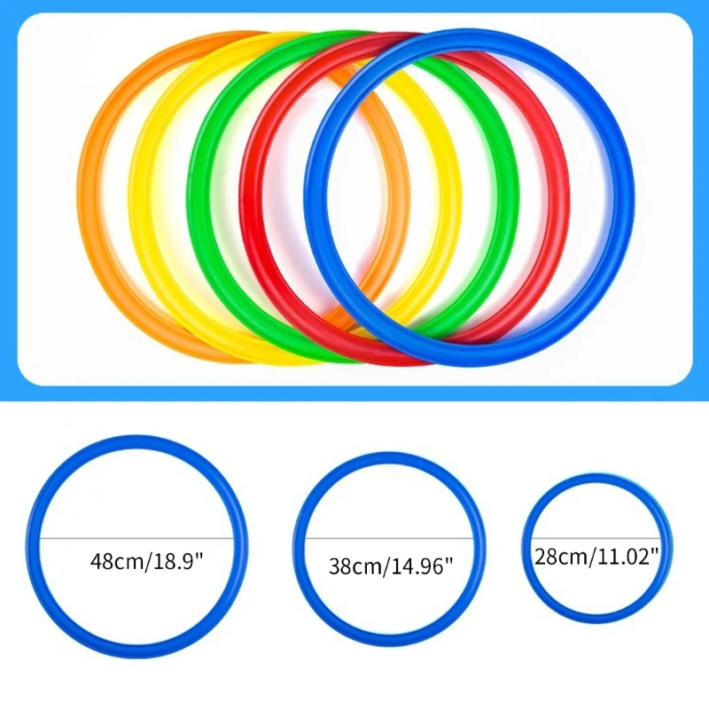 Set Lompat Hoop Warna-warni Permainan Olahraga Dalam Ruangan Latihan Fisik Lingkaran Lompat Mainan Aktivitas Halaman Belakang