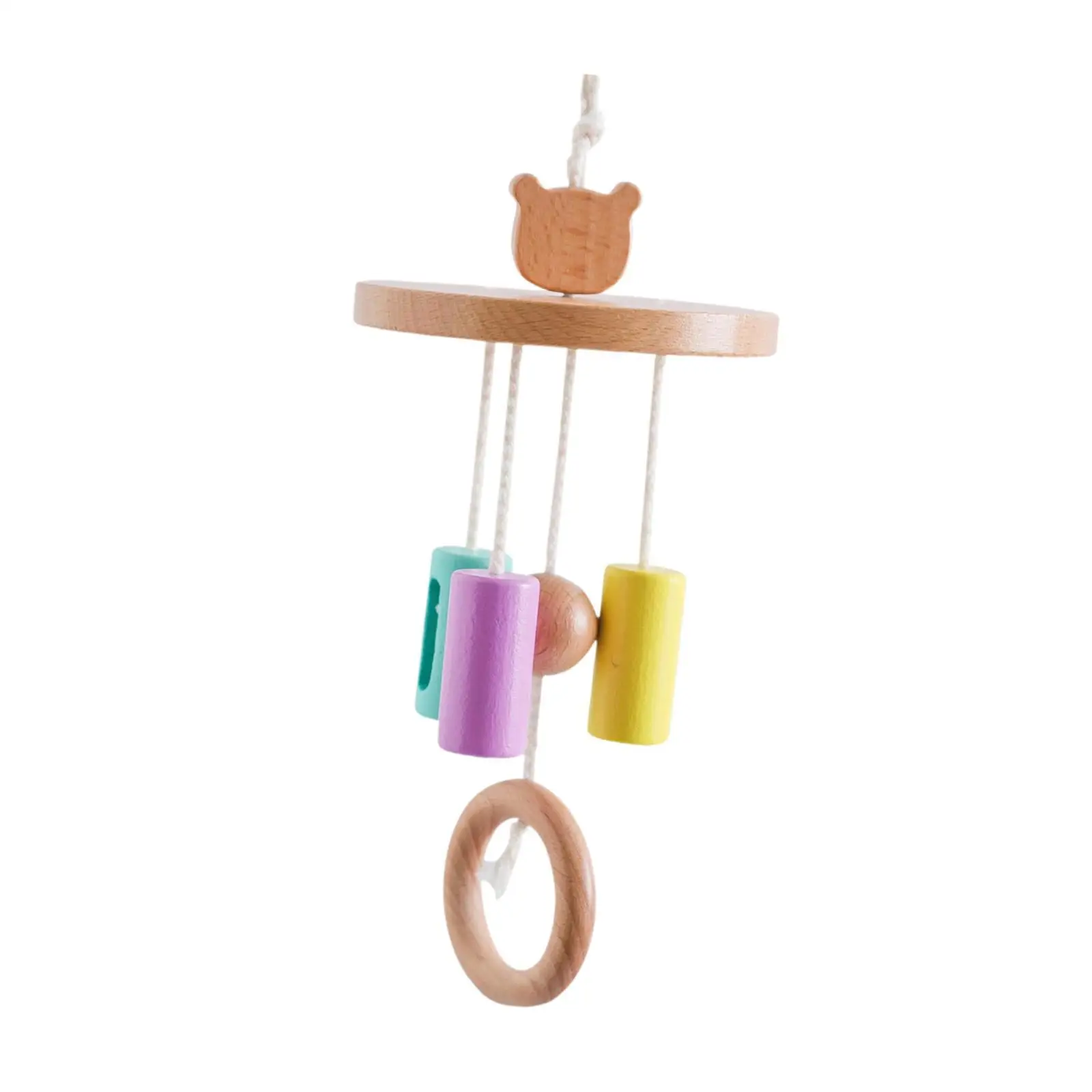 Wooden Baby Crib Mobile Developmental Toys Cute Hanging Bed Bell Toy Nursery Decoration Nursery Mobile for Baby Girls Boys Kids