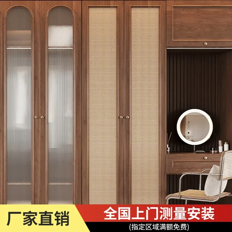 For Rattan Solid Wood Folding Sliding Door Invisible Partition Japanese Style Kitchen Bedroom Wardrobe Space Saving Decor