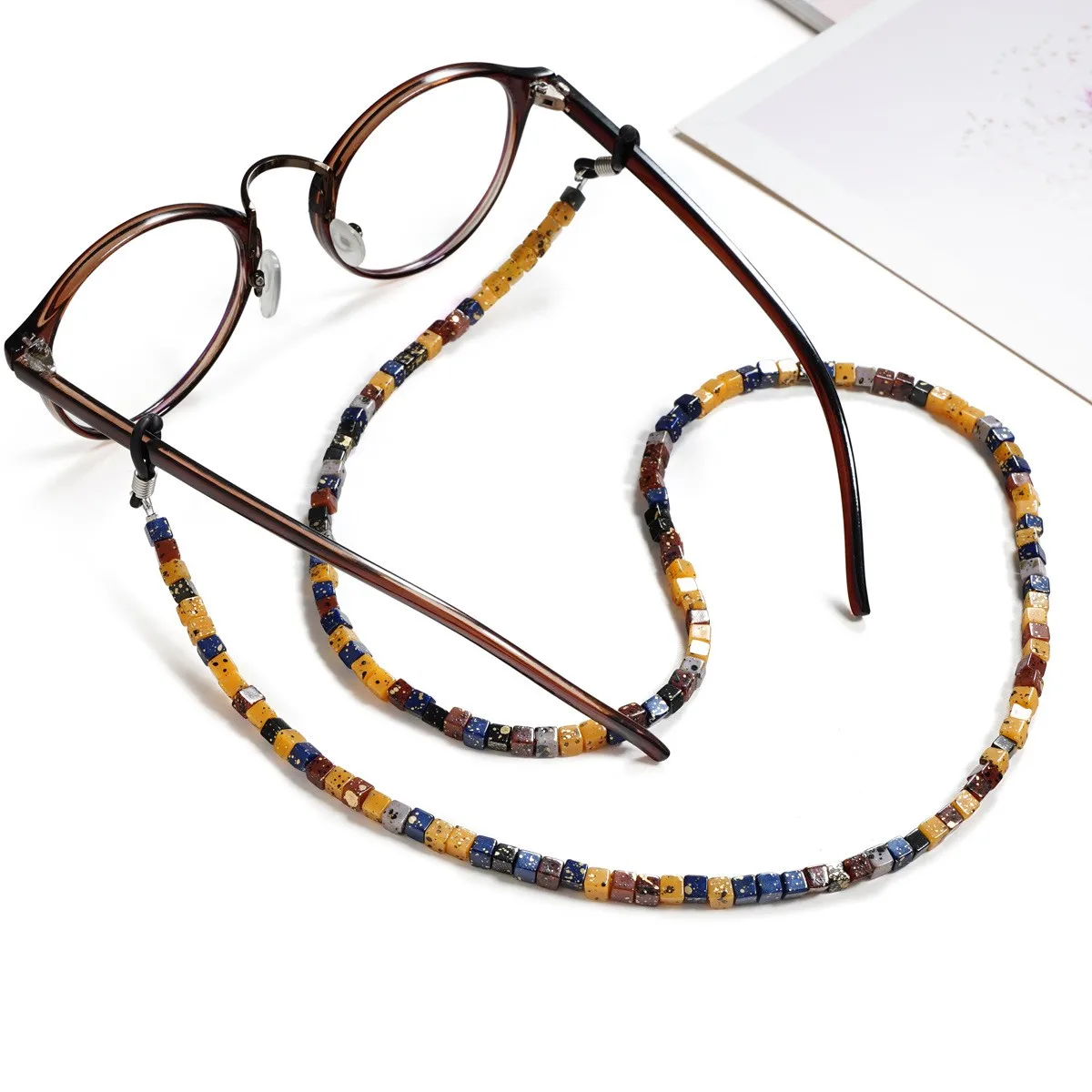 Creative  Beaded Eyewear Chain Anti-Slip Woman Men Sunglasses Lanyard Face-Mask Holder Cord Colorful Glasses Jewelry