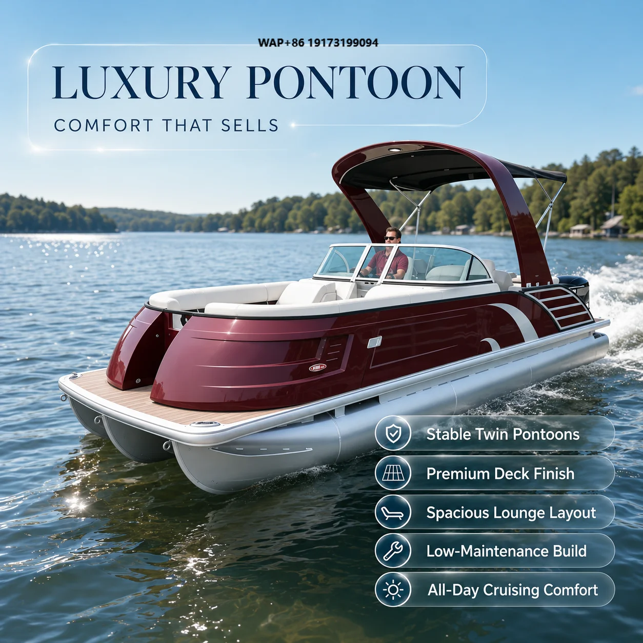 For Luxury 27ft Fiberglass Sport Yacht Passenger Boat with Center Console 300HP Outboard Motor for Fishing Coastal Cruising
