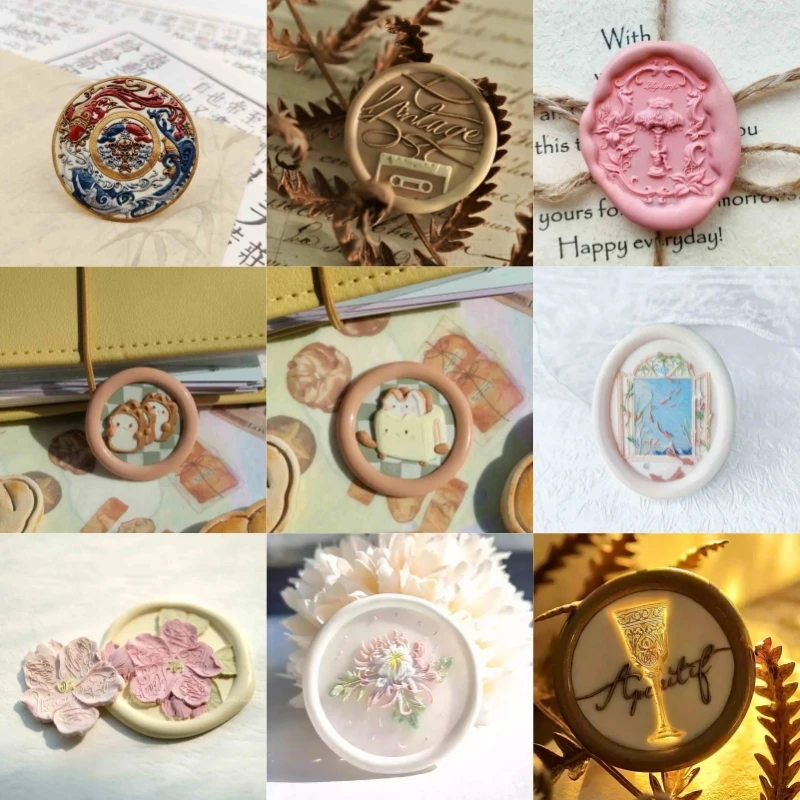 

Fire lacquer seal, bow, flower sea, multi-layer relief, koi fish, finely carved copper head, DIY floral border, stamp toy, seal
