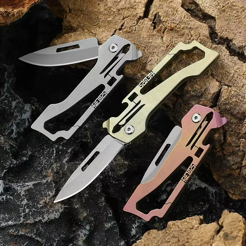 

Titanium Alloy Multifunctional Keychain Folding Knife with Bottle Opener Outdoor Portable Multi-purpose Mini Knife