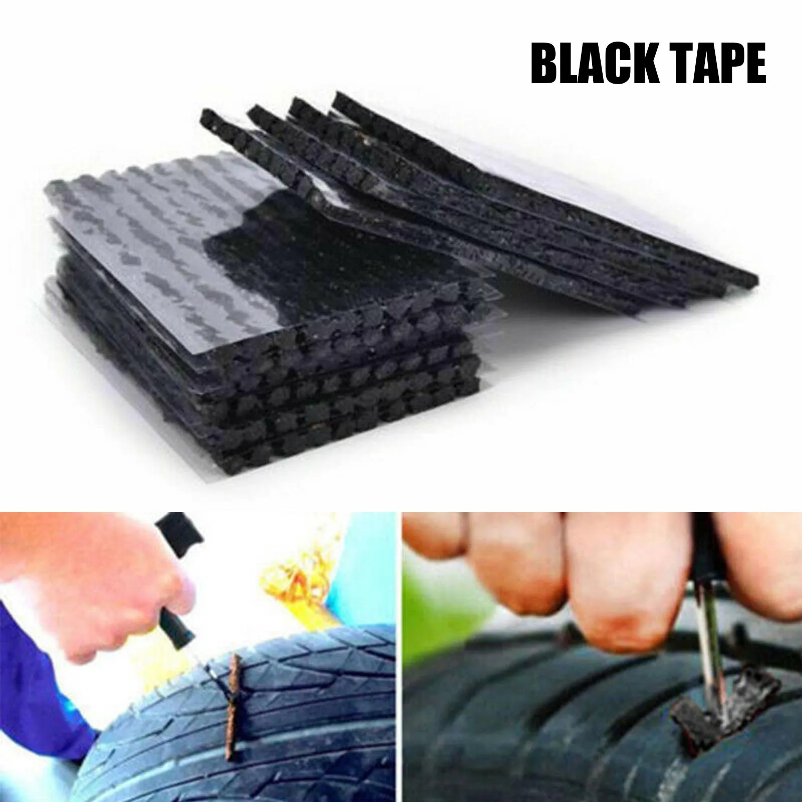 50Pcs 10cm Car Tubeless Tire Repair Rubber Strips for Auto Motorcycle Vacuum Tyre Puncture Emergency Plugs Seal Tape Repair Tool