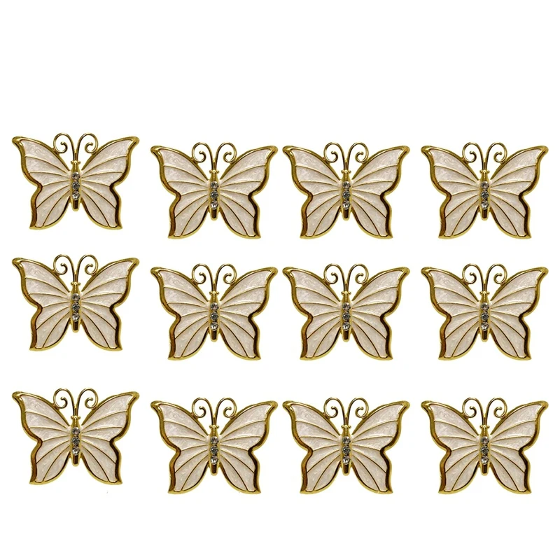 Napkin-Rings Holder Set Of 12 For Valentine's Thanksgiving Day Christmas Wedding Party Butterfly-Shape Dinner Table Gold