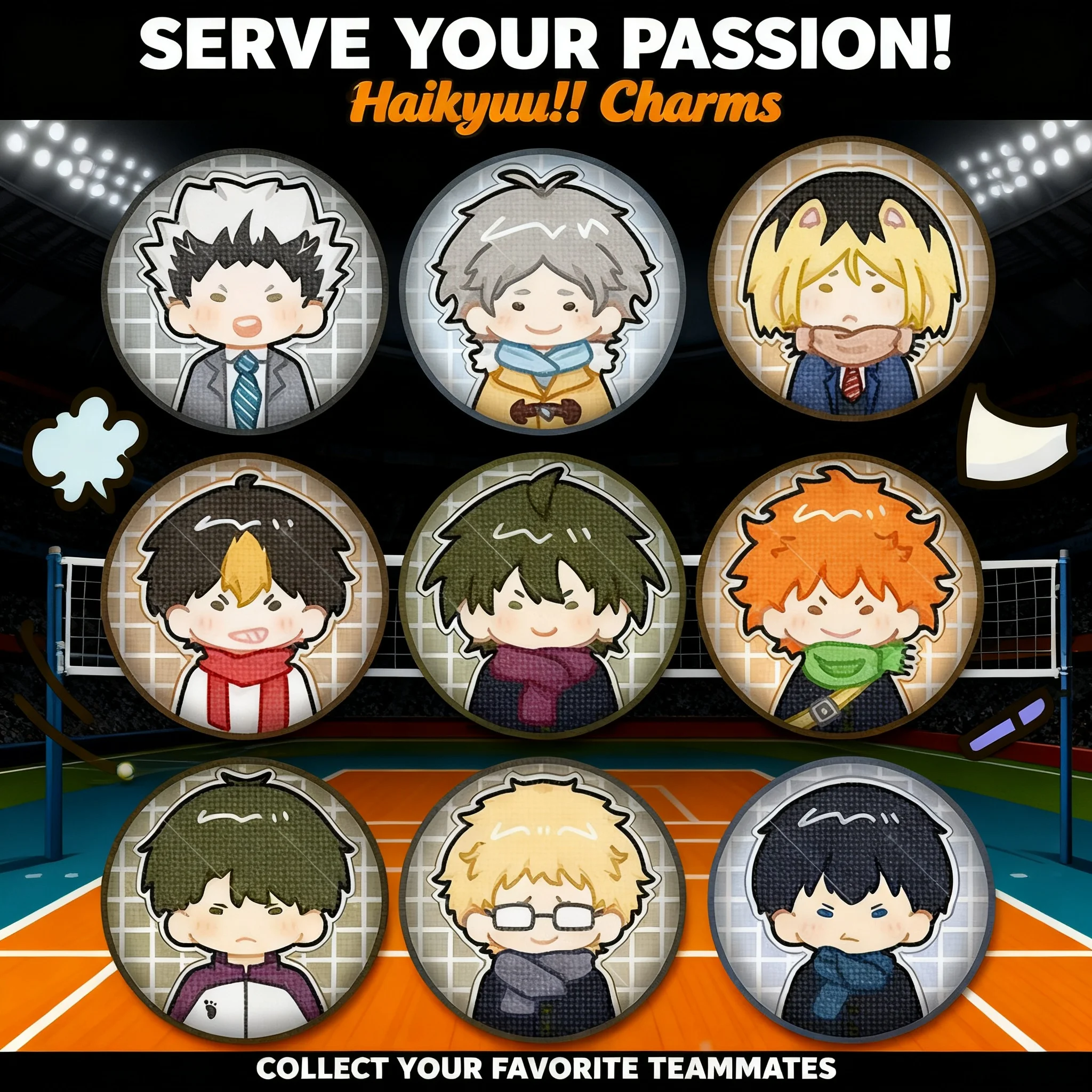 Anime Merchandise Haikyuu - Set de Llaveros con Insignias del