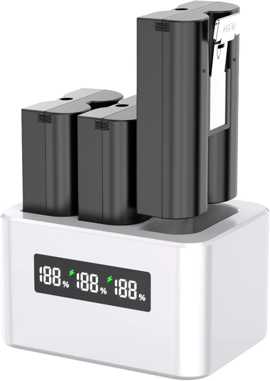 

Набор из 3 перезаряжаемых аккумуляторов 6040 мАч с зарядным устройством, LED-дисплеем и портом Type-C для камер дверных звонков