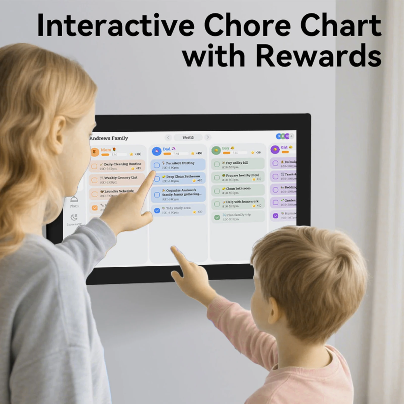 مخطط التقويم الرقمي مخطط المهام 15.6 بوصة 1080P كامل HD شاشة تعمل باللمس جدار مكتب جبل لجدول مخطط الأسرة الذكية #2