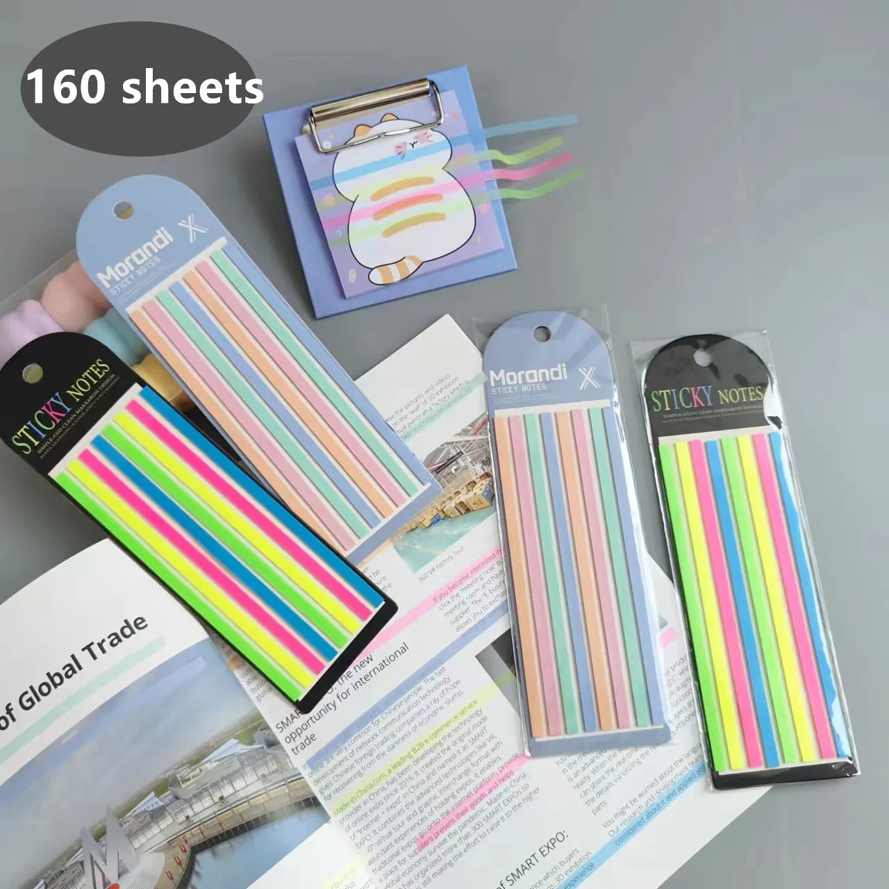 160Sheets Markers Index Tabs Bookmark Transparent Sticky Classify Files  For Book Waterproof Notes Strip Student Flags